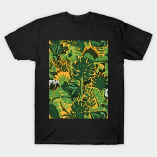 Green retro plant pattern T-Shirt